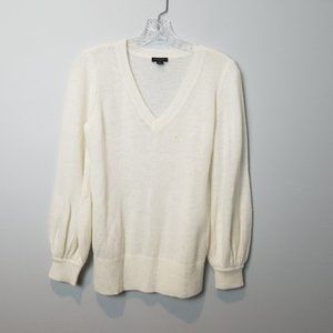 Ann Taylor Cream Puff Poofy Balloon Sleeve Cardigan Size small v-neck